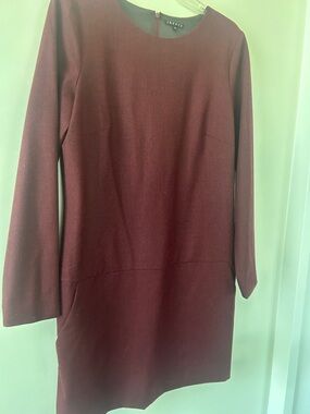 Theory Long Sleeve Shift Dress in Wine